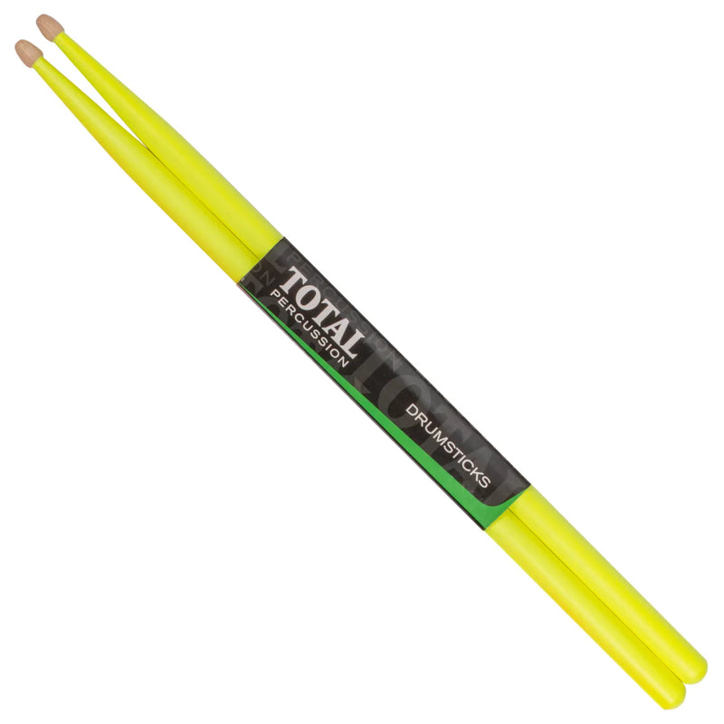Total Percussion 5A Wood Tip Drum Sticks - Fluro Yellow