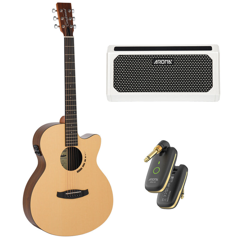 Tanglewood TM4-CE Metropolitan SuperFolk Koa Back & Sides Spruce Top w/ Pickup & Cutaway + WIRELESS BUNDLE