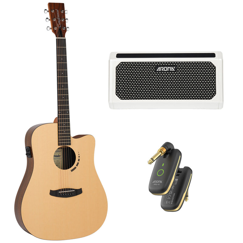 Tanglewood TM5-CE Metropolitan Dreadnought Koa Back & Sides Spruce Top w/ Pickup & Cutaway + WIRELESS BUNDLE