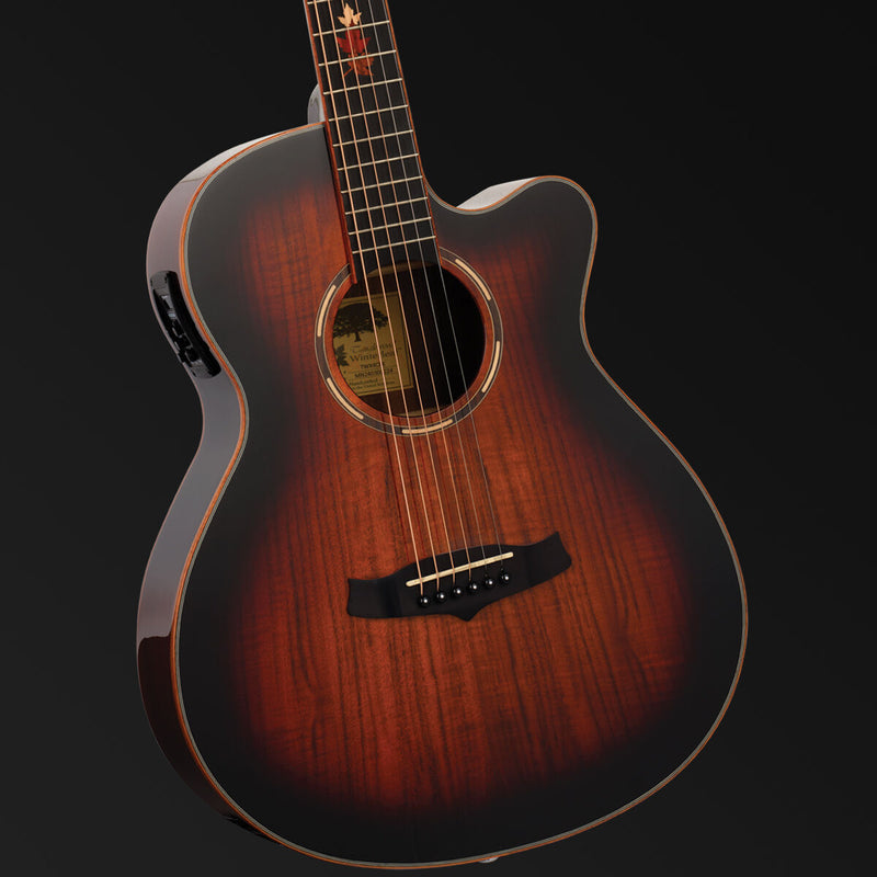 Tanglewood Winterleaf Superfolk Acoustic / Electric Guitar - Koa Autumn Burst Gloss with Cutaway