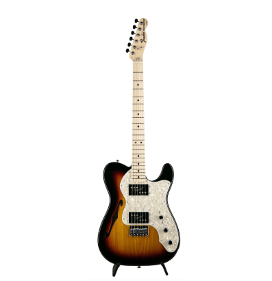 Fender FSR Collection Traditional 70s Telecaster Thinline Electric Guitar, Maple FB, 3-Tone Sunburst