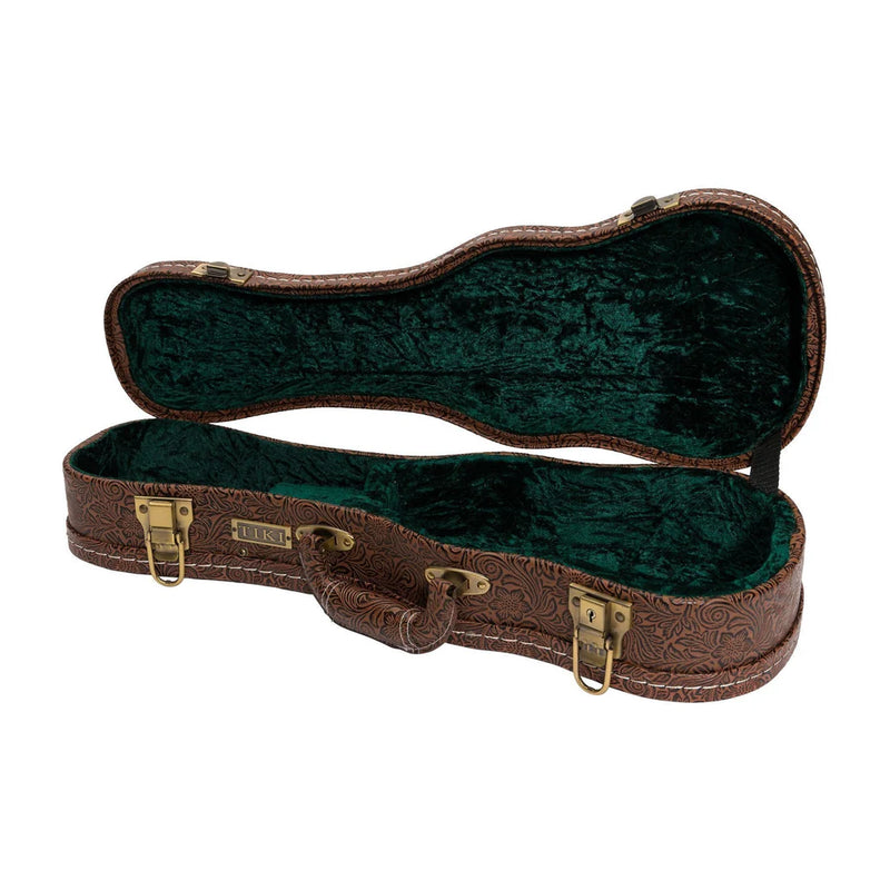 Tiki Deluxe Soprano Ukulele Hard Case - Brown Paisley