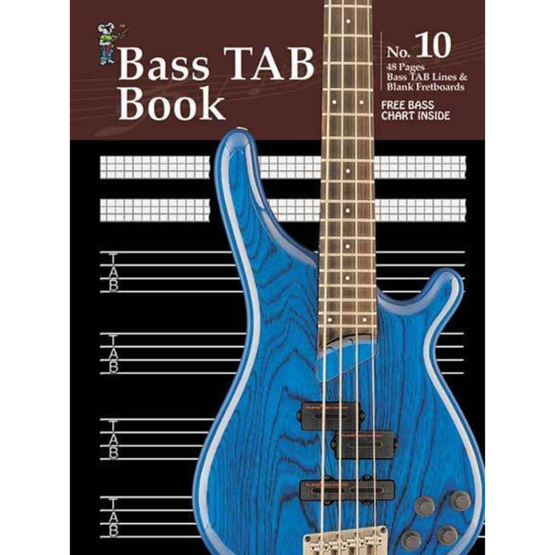Progressive Manuscript Book 10 Bass Tab. 48-Pages/Bass Tab Lines/Blank Fretboards