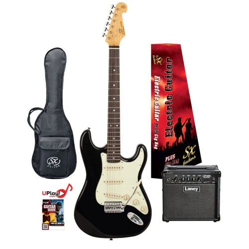 SX Electric Guitar & LX15 Watt Amp Pack in Black