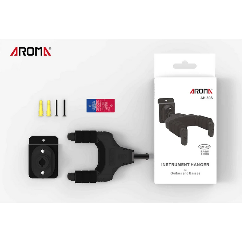 Aroma AH-89 Locking Guitar Wall Hanger – Plastic Mount