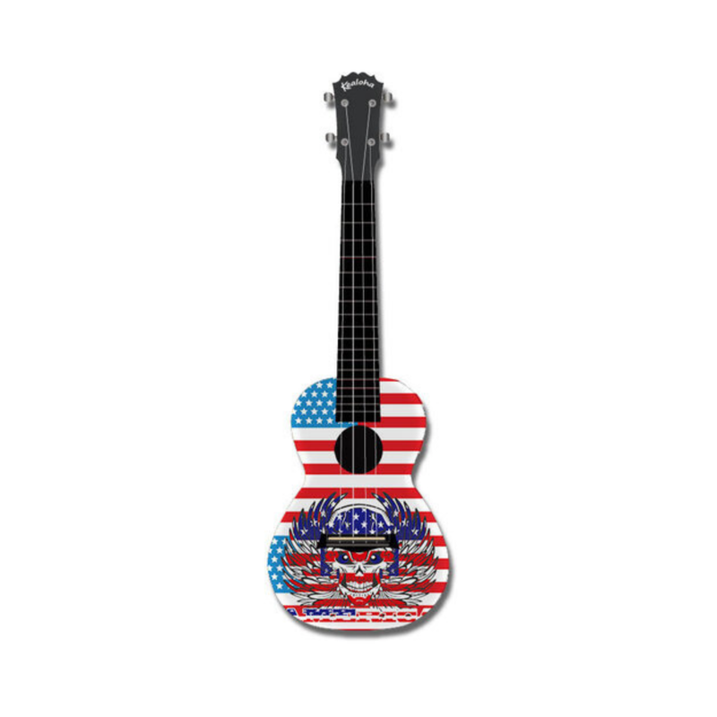 Kealoha Concert Ukulele USA Flag W/Skull