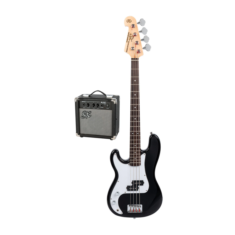 SX 3/4 Left-Handed P-Bass Guitar Pack in Black