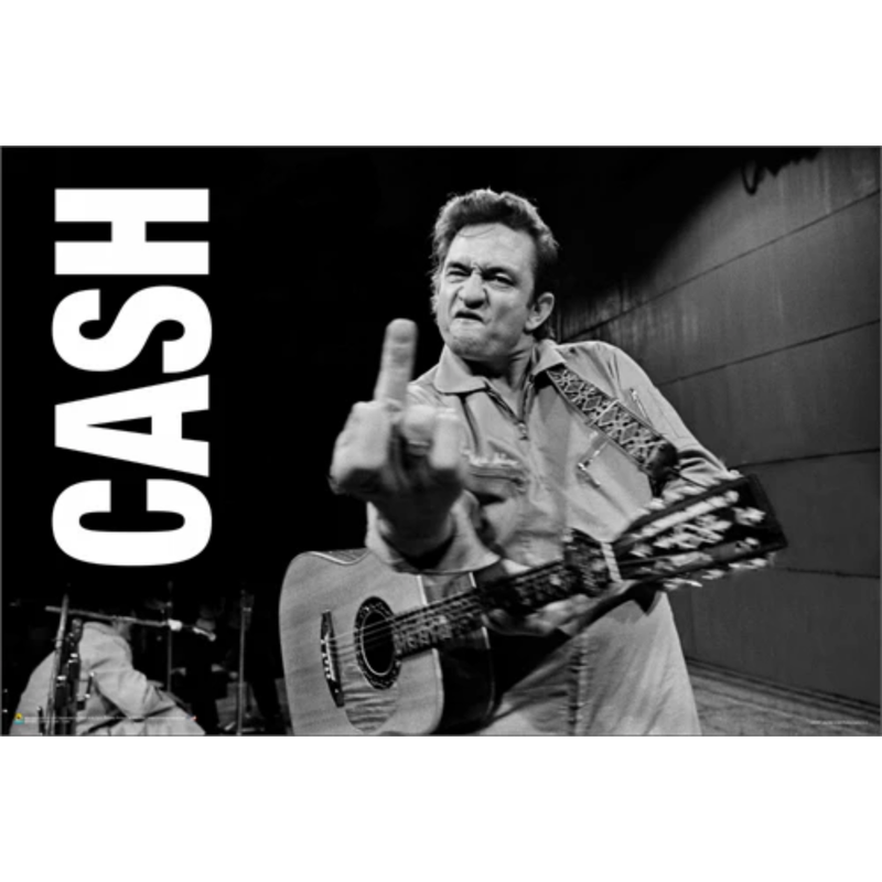Johnny Cash San Quentin Finger Horizontal - Poster