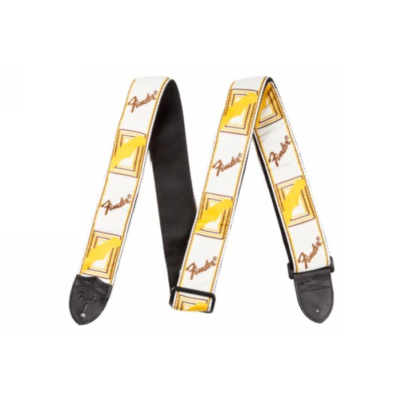 Fender 2 Monogrammed Strap White/Brown/Yellow