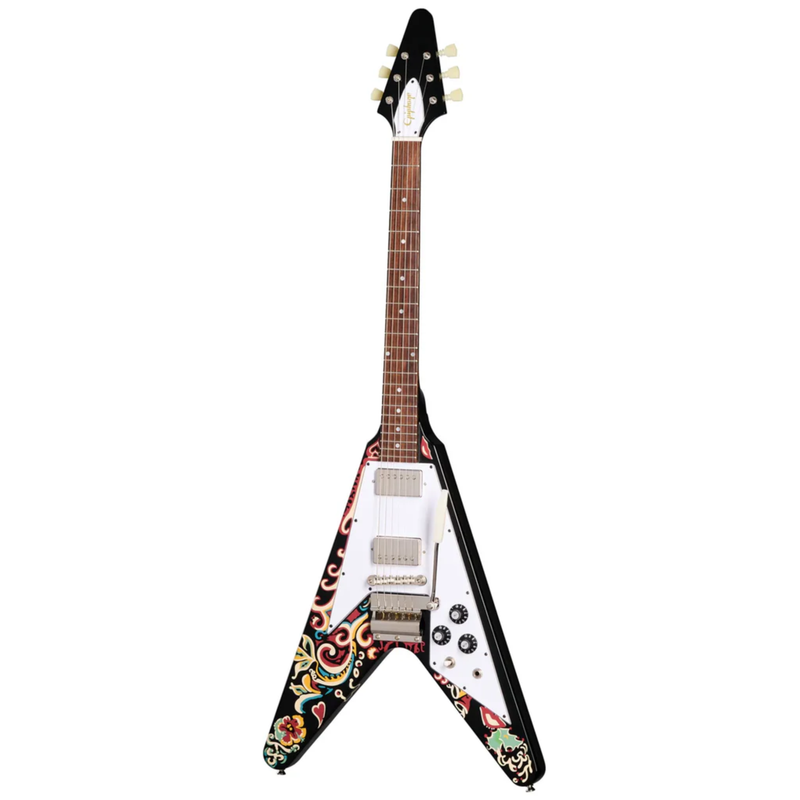 Epiphone Inspired by Custom Shop Jimi Hendrix Love Drops Flying V - Ebony with Hard Case