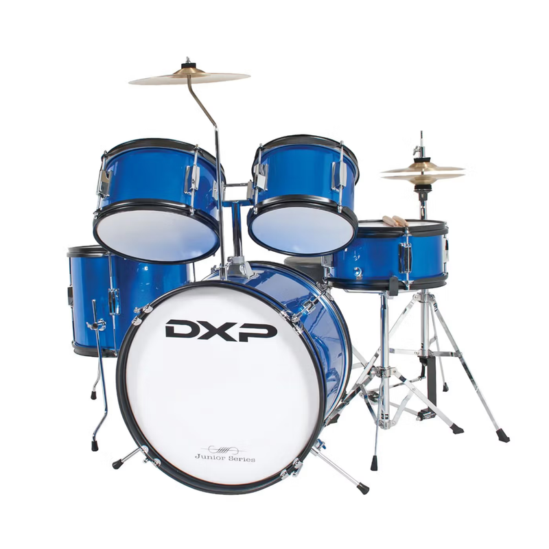 DXP Junior 5 Piece Drum Kit , 16 Inch Bass Drum with Cymbals - Metallic Blue