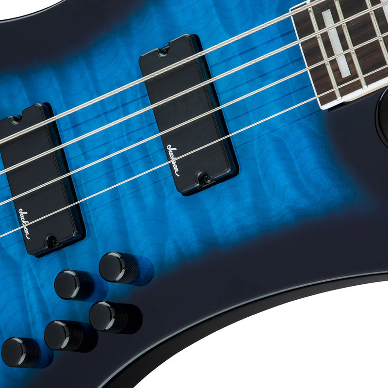 Jackson JS Series JS3Q Kelly Bird Bass Guitars- Transparent Blue Burst
