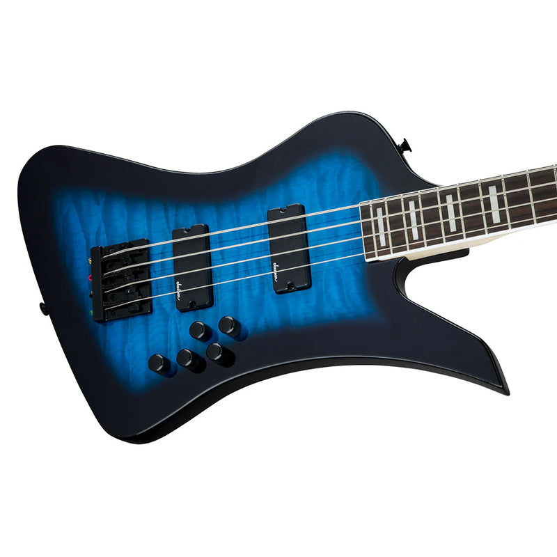 Jackson JS Series JS3Q Kelly Bird Bass Guitars- Transparent Blue Burst