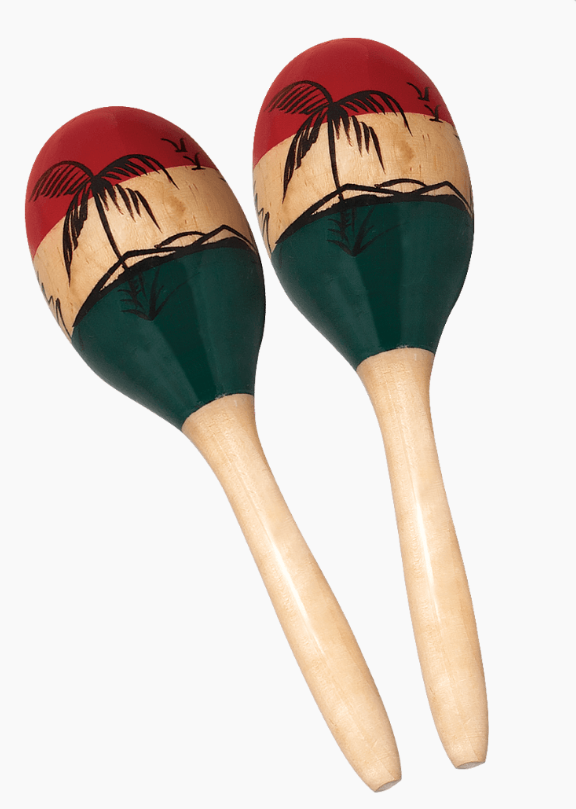 Oval Wood Maracas – Tropical Design Pair
