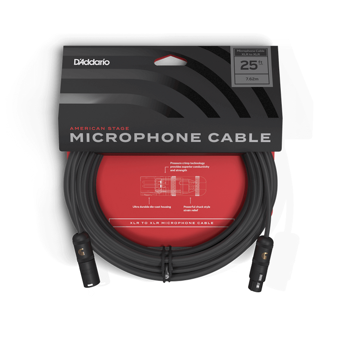 D'Addario American Stage 25ft Microphone Cable PW-AMSM-25