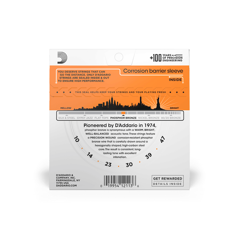 D'addario Phosphor Bronze Acoustic Guitar String Set - 10-47 Extra Light