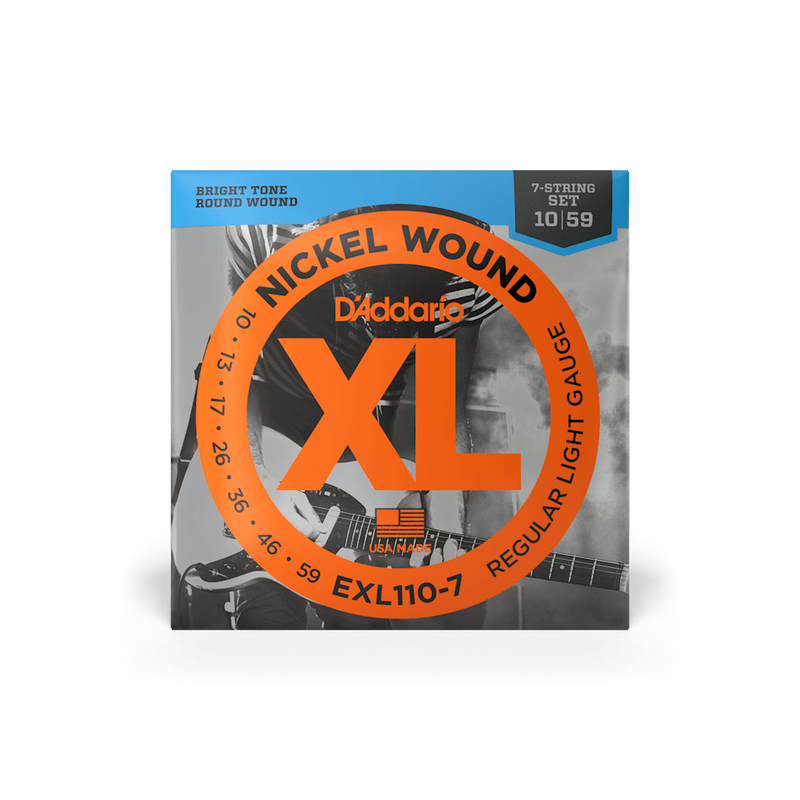 D'addario XL Nickel Wound 7-String Electric Guitar Strings - 10-59 Regular Light