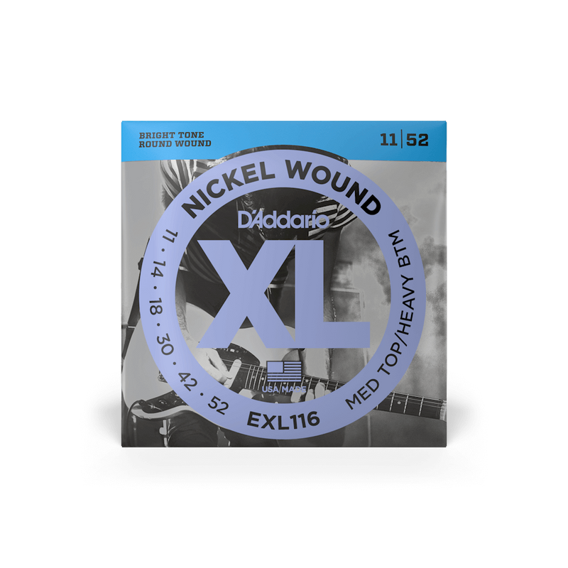 D'addario XL Nickel Wound Electric Guitar Strings - 11-52 Medium Top/Heavy Bottom