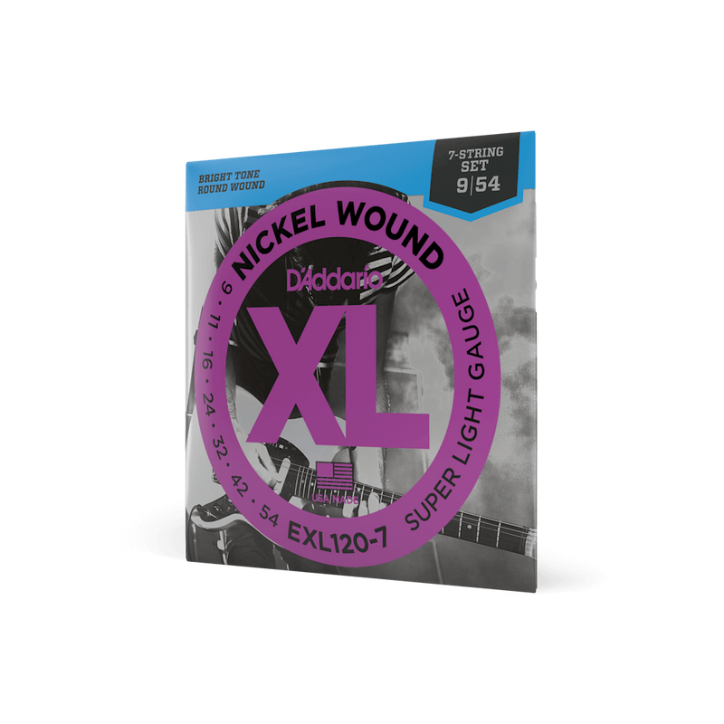 D'addario XL Nickel Wound 7-String Electric Guitar Strings - 9-54 Super Light