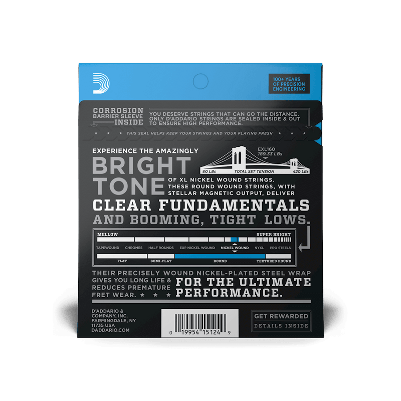 D'addario Bass Guitar String Set - 50/105 Medium Long Scale