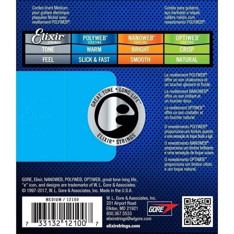 Elixir Polyweb Electric Guitar Strings - Medium 11-49