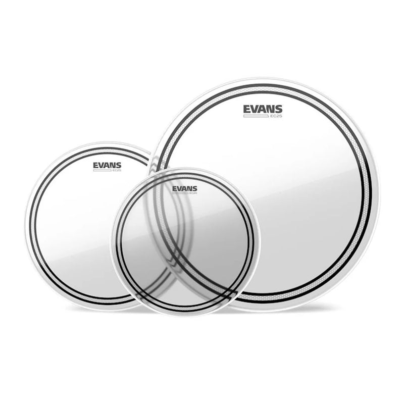 Evans EC2S Clear Rock Tom Pack 10" 12" 16" | 2-Ply Drum Heads