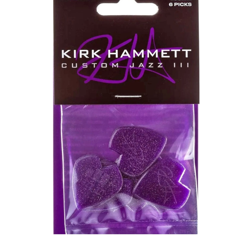Dunlop Kirk Hammett Jazz III Purple Sparkle Picks - 6 Pack