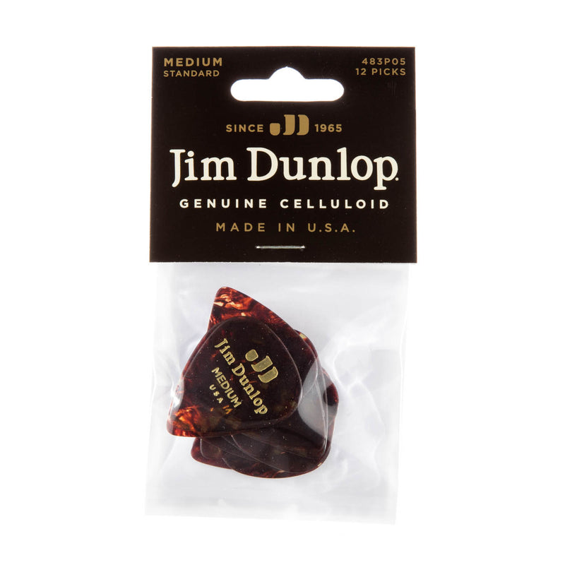 Dunlop Medium Celluloid Shell Picks - 12 Pack