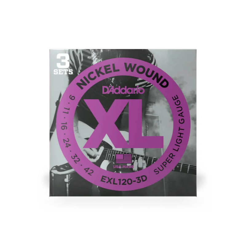 D'addario Electric Guitar Strings 3 Pack Set - 9-42 Super Light