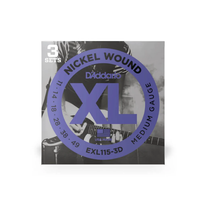 D'addario Electric Guitar Strings 3 Pack Set - 11-49 Medium
