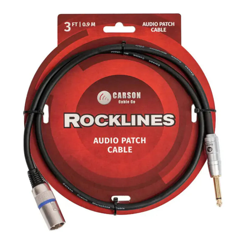 Rocklines 3ft / 0.9m Audio Patch Cable - XLR (Male) to 1/4 Inch Jack (Mono)