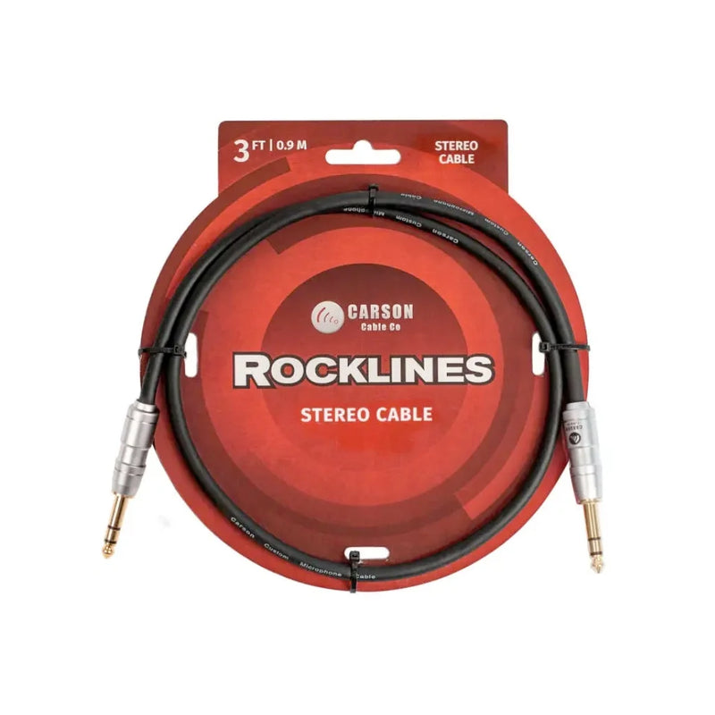Carson Rocklines ROK03ST 3ft / 1m Audio Patch Cable - 6.3mm Stereo Jacks