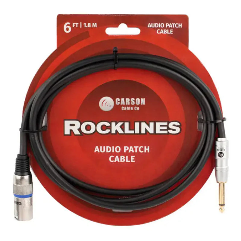 Carson Rocklines 6ft / 1.8m Patch Cable – XLR (Male) to 1/4" Mono Jack
