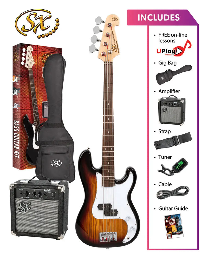SX 4/4 P Bass Guitar Pack in Sunburst