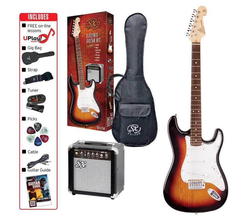 SE1SK 3/4 Electric Guitar Kit in 3 Tone Sunburst