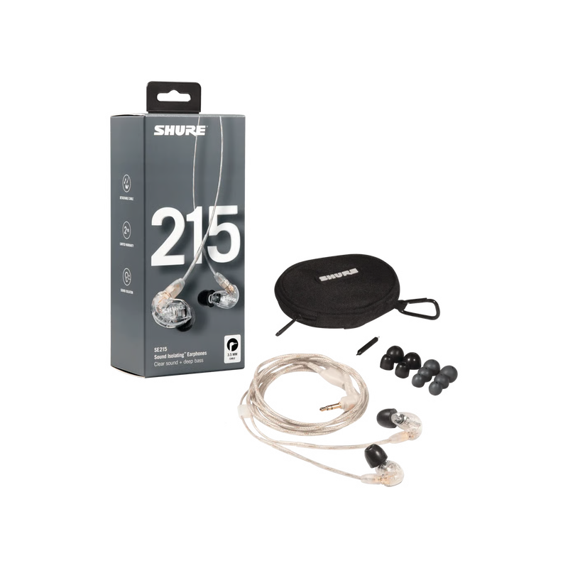Shure SE215 Sound Isolating In-Ear Earphones - Clear