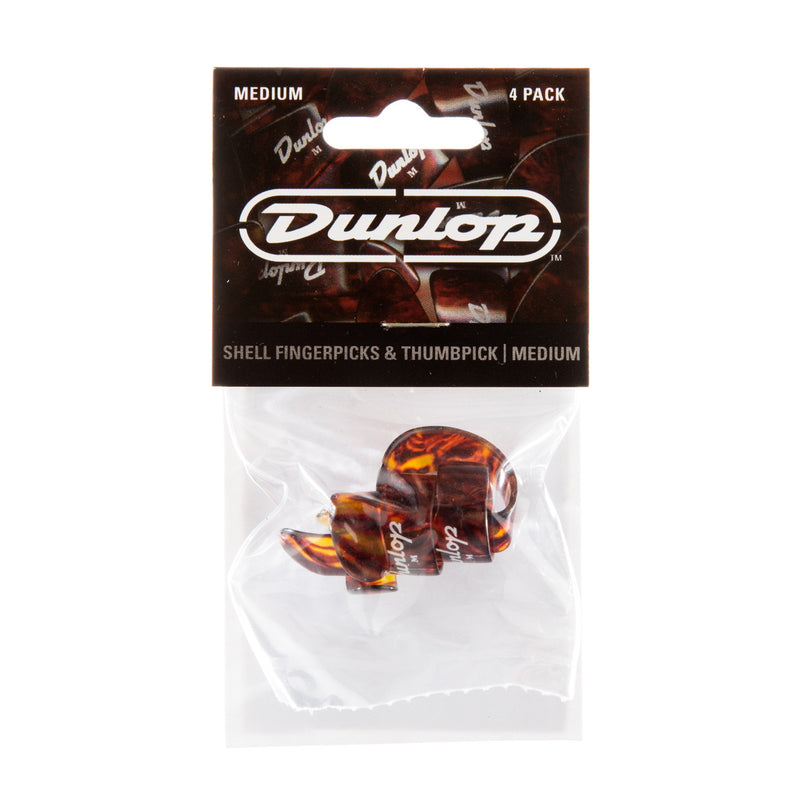 Dunlop Medium Shell Fingerpicks/Thumbpick - 4 Pack