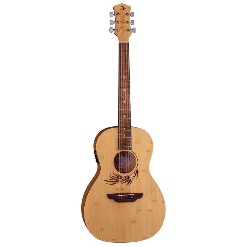 Luna Woodland Bamboo Parlor Size Acoustic-Electric Guitar