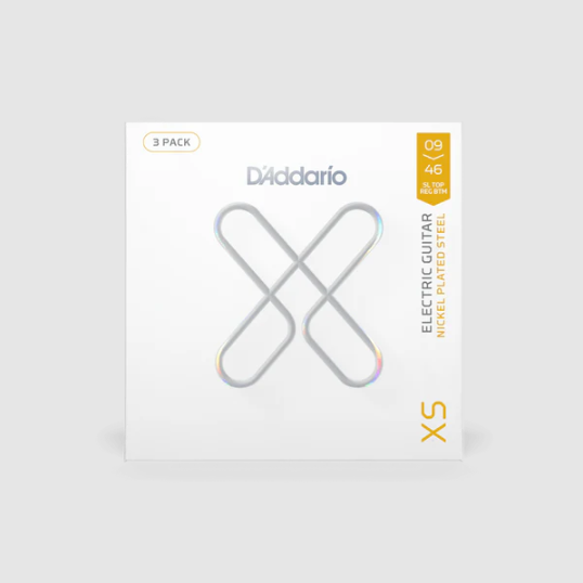 Daddario XS Super Light Top/Regular Bottom Coated Nickel Electric Guitar Strings 09-46 Gauge (3 Pack)