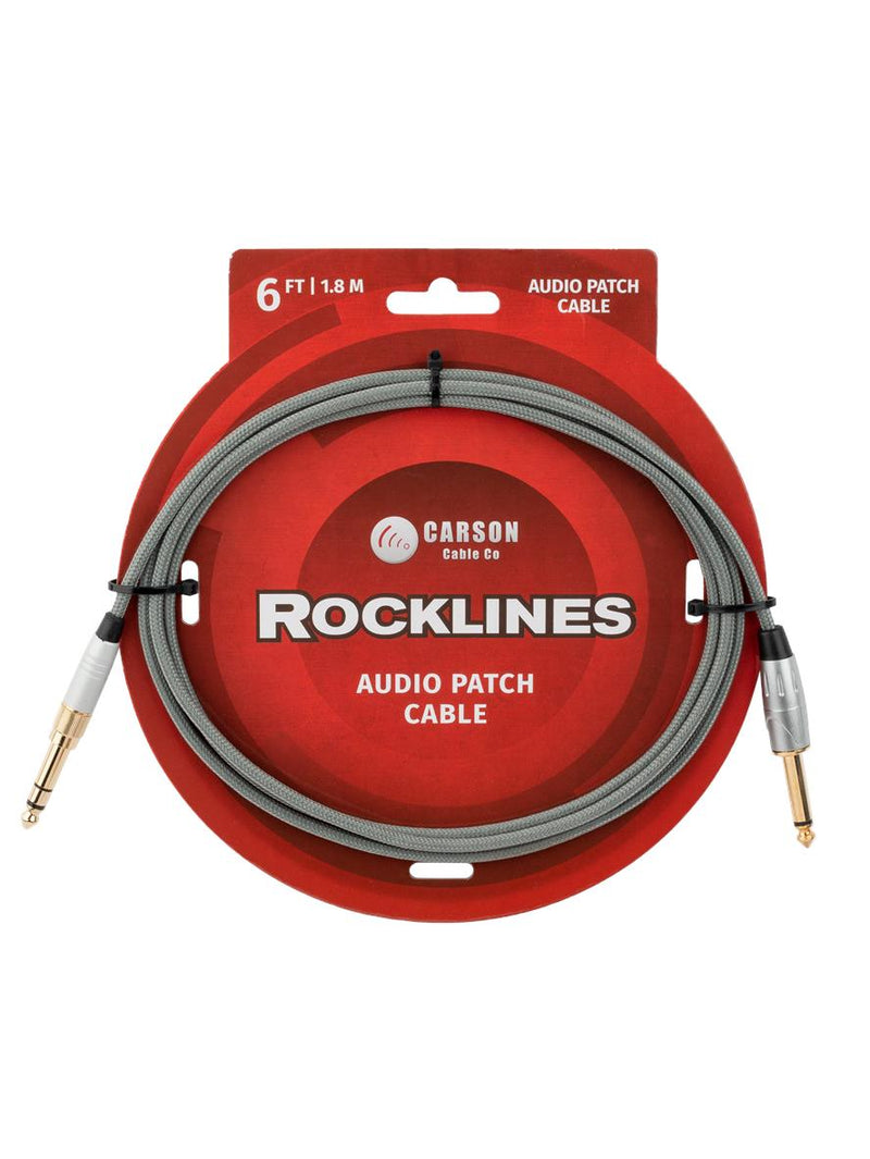 Carson Rocklines YHQ1 6ft / 1.8m Audio Patch Cable - 3.5mm with 6.3mm Adaptor Stereo Jack to 6.3mm Mono Jack