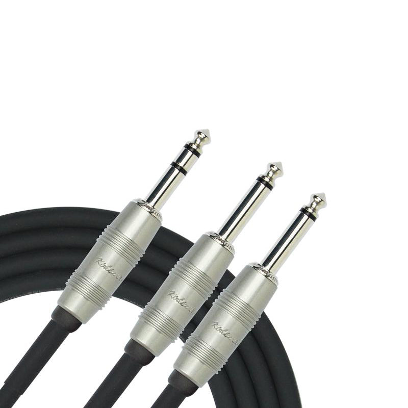 Kirlin 1ft 6.5mm Stereo Jack - 2 x 6.5mm Mono Jack Patch Cable