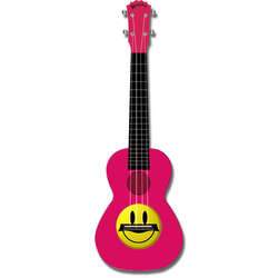 KEALOHA CONCERT UKULELE PINK W/SMILEY FACE - Arties Music Online