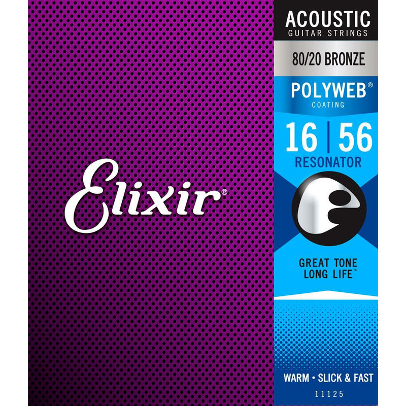 Elixir Polyweb 80/20 Bronze Resonator Guitar Strings 16-56