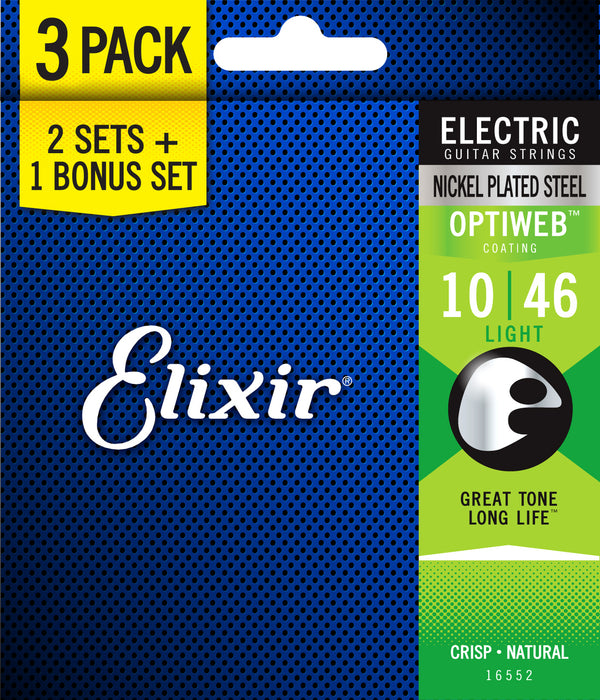 Elixir Optiweb 3 PACK Electric Guitar Strings – Light 10-46