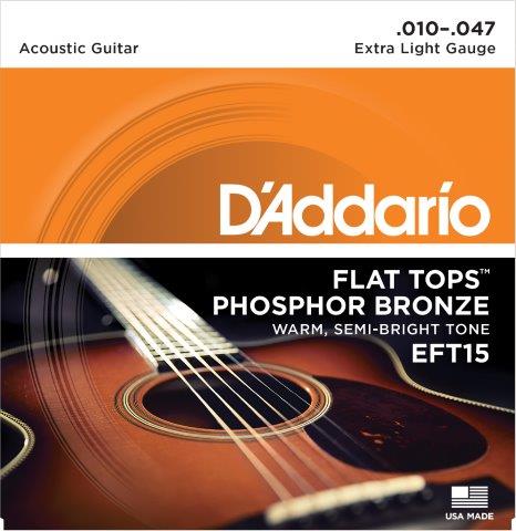D'addario Acoustic Guitar Flat Top Round Wound String Set - 10/47 Extra Light