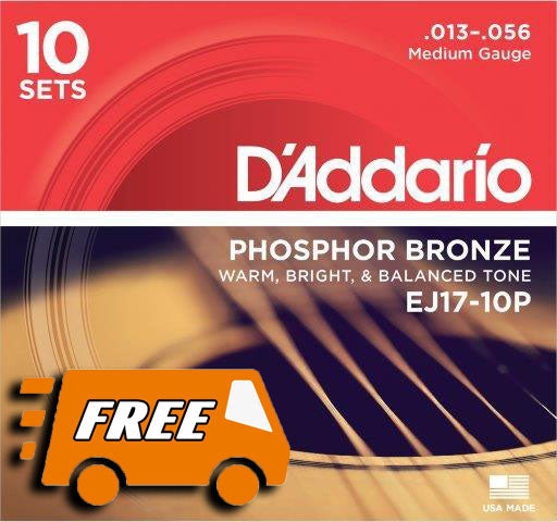 D'ADDARIO EJ17 10 PACK - PHOSPHOR BRONZE 13/56 ACOUSTIC STRING SETS