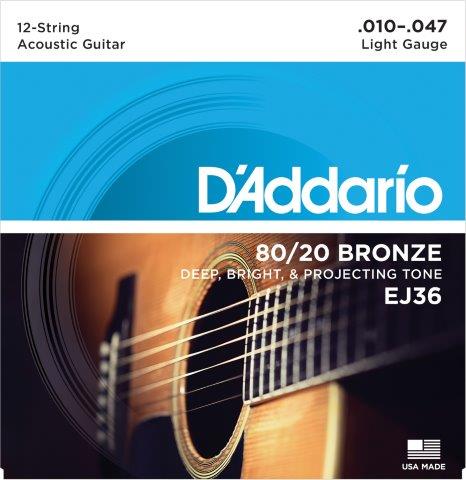 D'addario 12-String Acoustic Gtr Strings 10/47