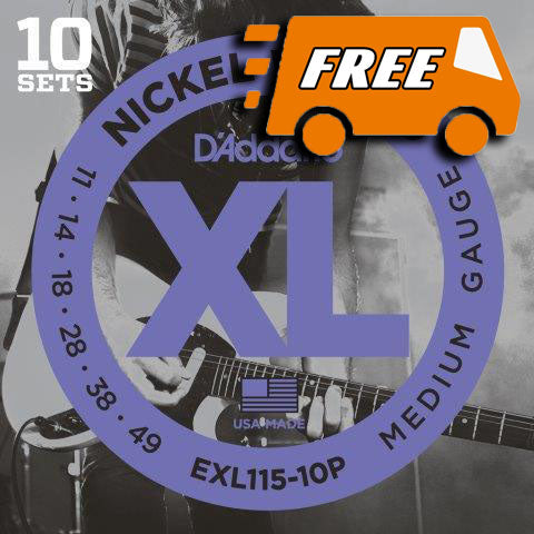 D'ADDARIO EXL115 10 PACK - NICKEL WOUND 11/49 ELECTRIC STRING SETS