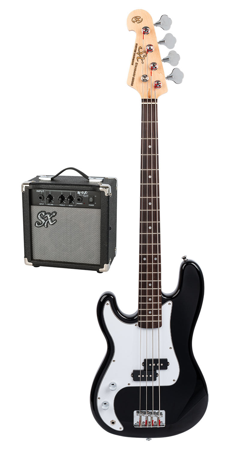 SX 3/4 Left-Handed P-Bass Guitar Pack in Black