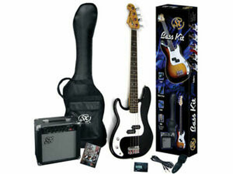 SX 4/4 Left-Handed P-Bass Guitar Pack in Black